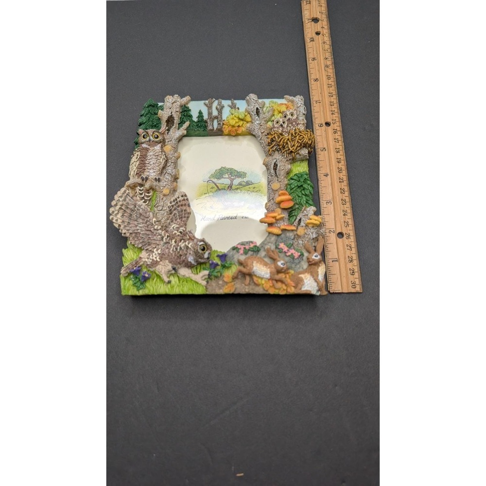 Resin Woodland Owl & Rabbit Picture Frame Forest Wildlife Nature Decor - Picture 8 of 10